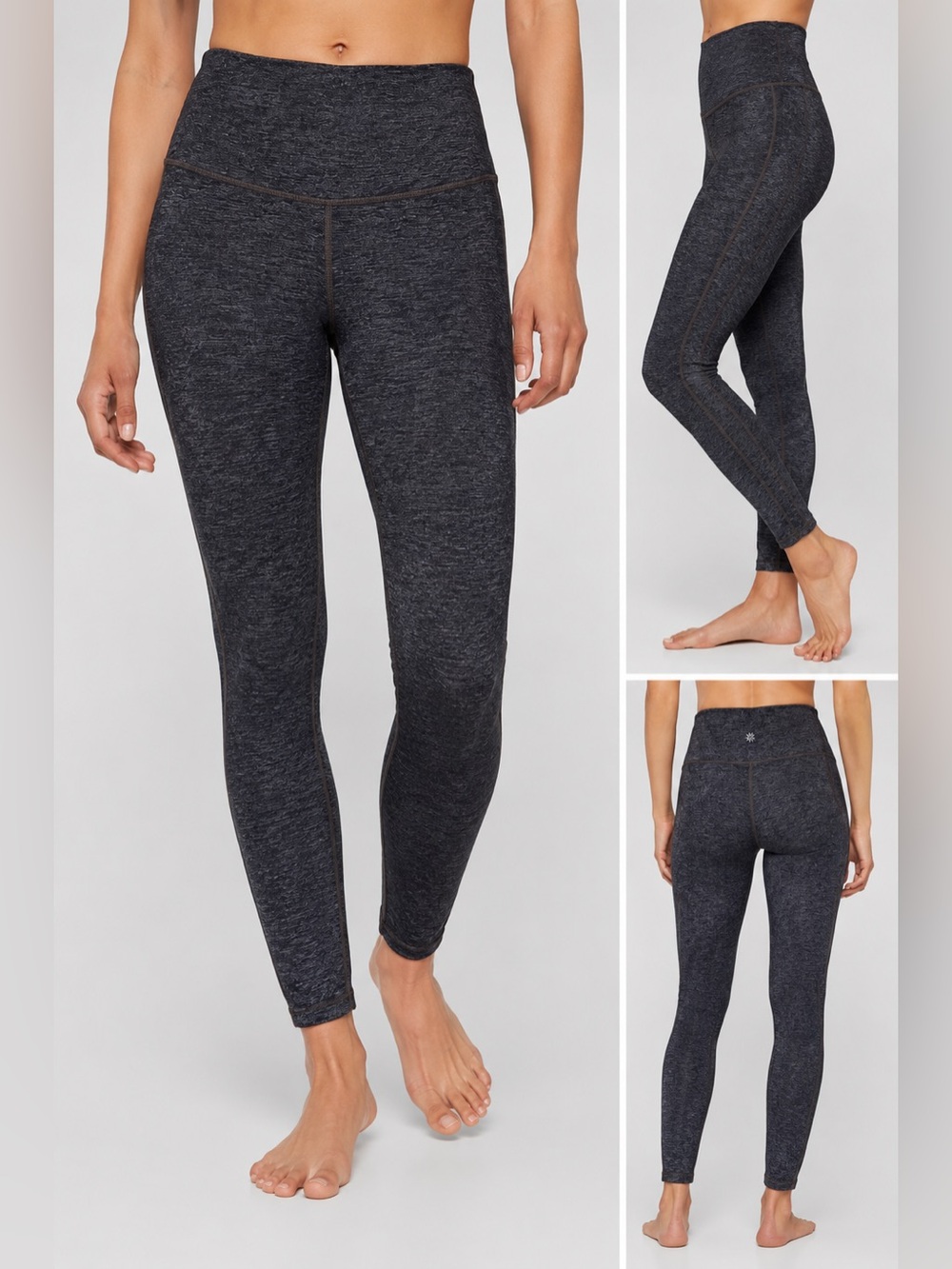 Athleta XS High Rise Heathered Charcoal Leggings 28” Inseam